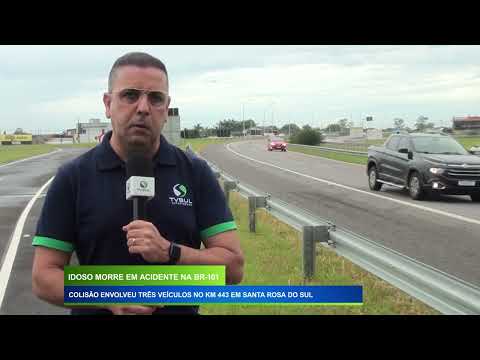 Idoso morre em acidente na BR 101: colisão envolveu três veículos no KM 433 em Santa Rosa do sul