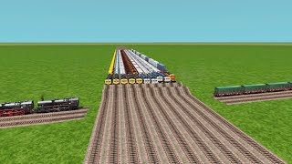 GROUP OF TWELVE TRAINS RELEASINS AND CRASHING ON RISKY RAILROAD LINES/ train wold5 