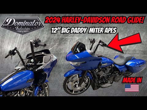 DOMINATOR INDUSTRIES 12" BIG DADDY BARS INSTALLED ON A 2024 HARLEY-DAVIDSON ROAD GLIDE! *MITER APES*
