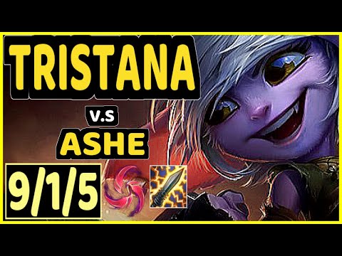 PHOTIC (TRISTANA) vs ASHE - 9/1/5 KDA BOTTOM ADC GAMEPLAY - KR Ranked GRANDMASTER