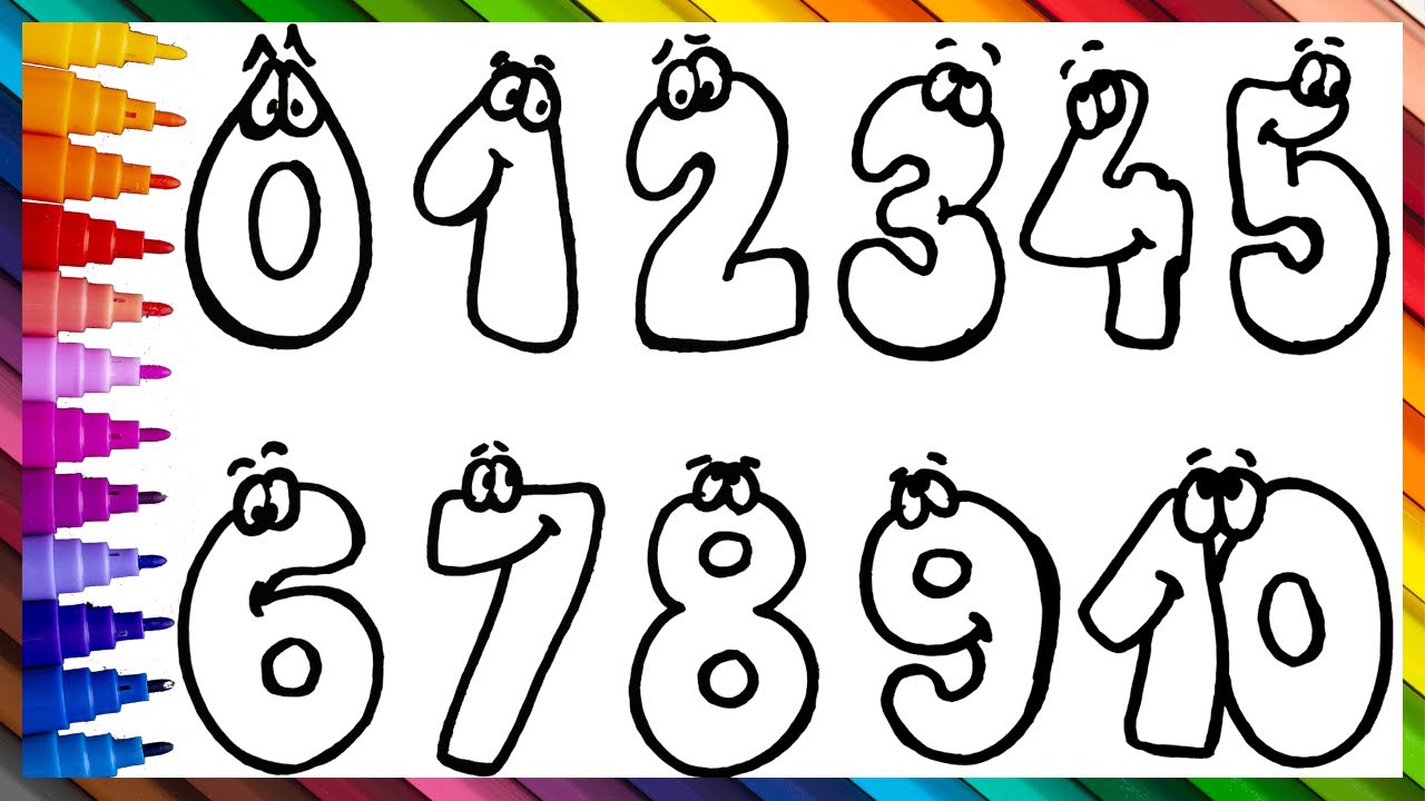 Dibuja y Colorea Los Números de Arcoíris De 0 A 10 🌈 Dibujos Para Niños