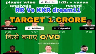 RR VS KOL Dream11Team। RR VS KKR Dream11।RR VS KOL Dream11 prediction। RR VS KKR 2021। IPL 2021