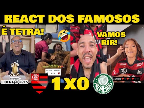 REAÇÕES DOS FAMOSOS! FLAMENGO 1x0 PALMEIRAS - MENGÃO É TETRACAMPEÃO DA LIBERTADORES!