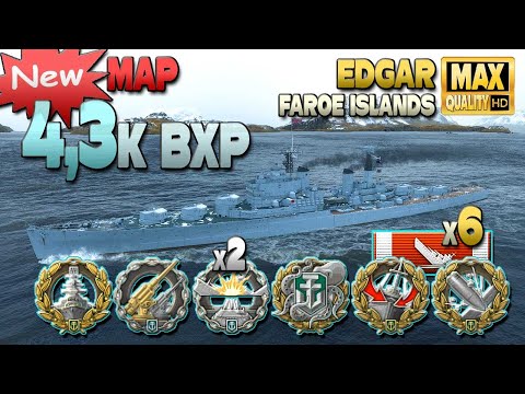 Cruiser Edgar: 4.3k base xp on new map Faroe Islands - World of Warships