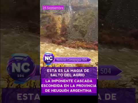 El Salto del Agrio se ubica a unos 18 kilómetros de Caviahue, dentro del Parque Provincial Copahue