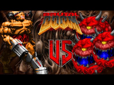 Cyberdemon vs Cacodemon - Brutal Doom II : Versus Battle - Monster Infighting - Retro Boss Arena