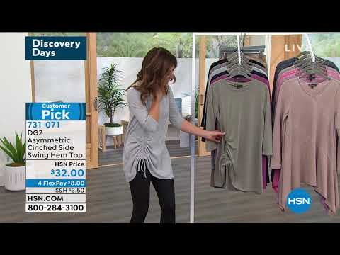 DG2 by Diane Gilman Asymmetric Cinched Side Swing Hem Top