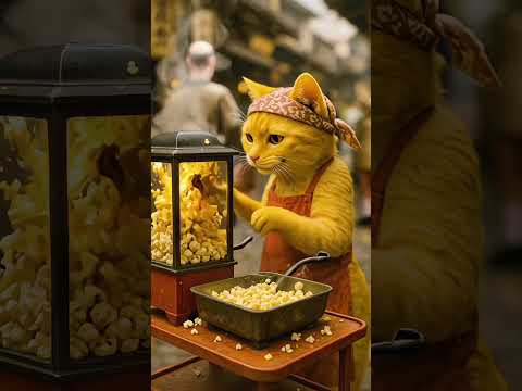 Cat cooking popcorn 🍿🐱 #cooking #capcut #cat #popcorn