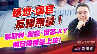 穩懋、國巨 反彈無量！聯發科、創意、世芯-KY明日需補量上攻！｜台股攻略｜劉烱德 (圖)