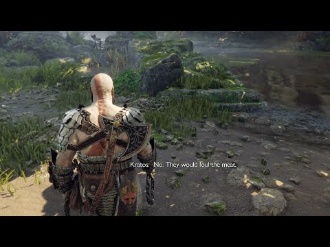 Mimir ask if he can cook Meat with Blades of Chaos - God Of War Ragnarok