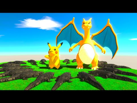 Pokemon vs 30 Crocodile | Epic Battle | Animal Revolt Battle Simulator | ARBS Dino Gaming