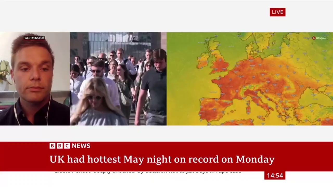 Sam Alvis on BBC News discussing the heatwave