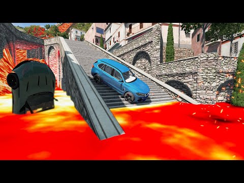 Cars vs Volcano Spills Lava On The City  😱 BeamNG Drive