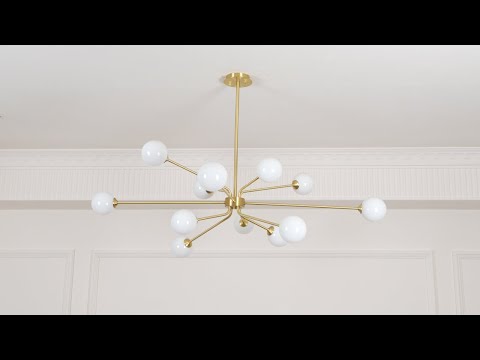 Solaire brass arm chandelier product showcase video