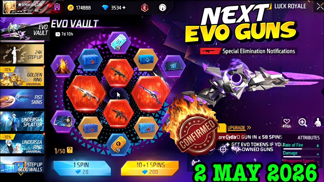200% CONFIRM 🎉 MAY MONTH NEXT EVO VAULT FREE FIRE 2026 | NEW EVO GUN SKIN FF 2 MAY EVENT FREE FIRE