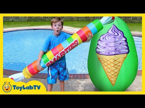 Giant Ice Cream Mystery Egg! T-Rex Dinosaur Pretend Play & Water Toys for Kids
