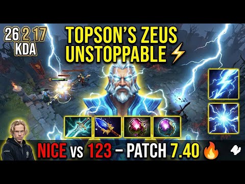 🔥TOPSON’S ZEUS WAS UNSTOPPABLE ⚡ | NICE vs 123 – Dota 2 Patch 7.40 🔥 26 2 17 #topson #zeus