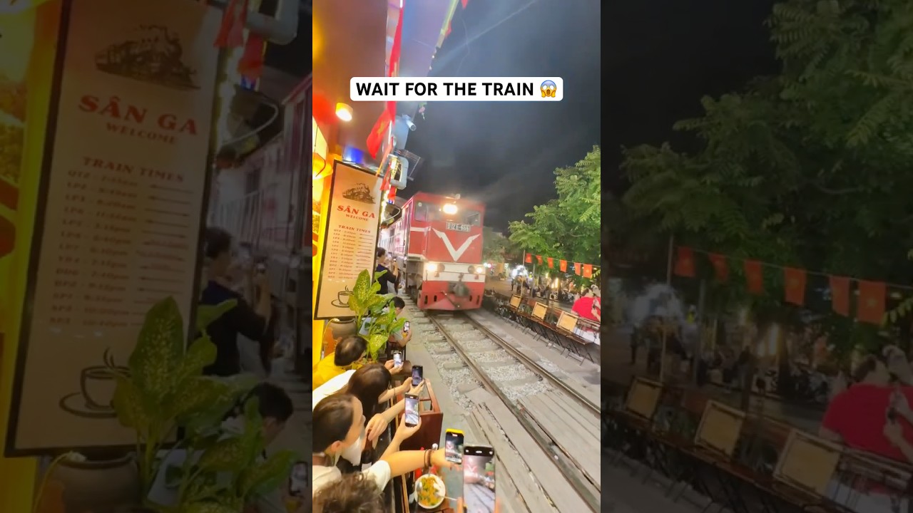 Hanoi Train Street ? Train Passes Inches Away! #shorts
