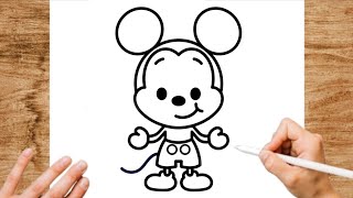 How to Draw Mickey Mouse - Cute Kawaii Drawing | Easy Step by Step Tutorial