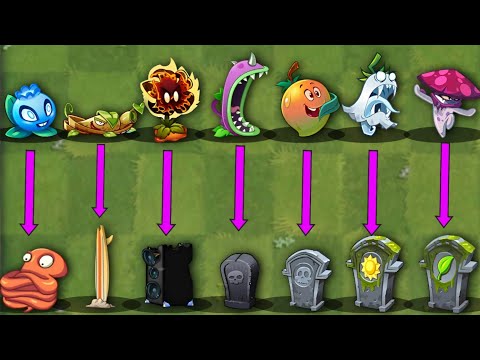 7 Tombestones Vs 7 Team Plant || Pvz2 || Which Plant Will Win? || Pvz