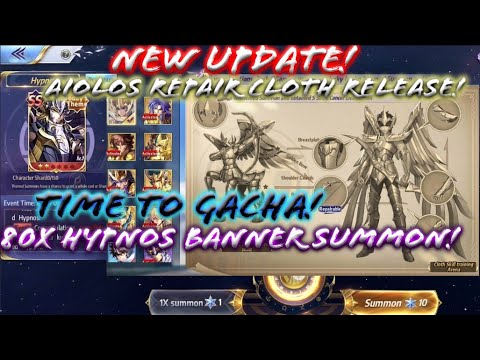 Saint Seiya: Awakening - New Update: Aiolos Repair Cloth and Hypnos Rebanner Gacha! Summon 80x!