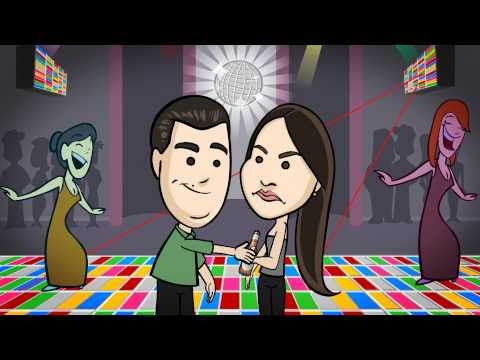 Retrospectiva Animada de Casamento: seu Desenho Animado do Charge Casamento