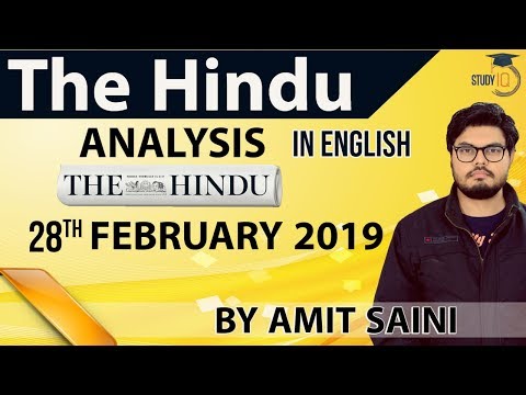 English 28 February 2019 - The Hindu Editorial News Paper Analysis [UPSC/SSC/IBPS] Current Affairs