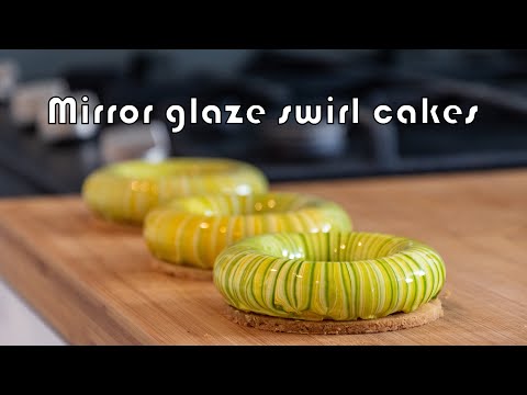 Mirror glaze swirl cakes