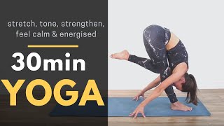 30 Min Yoga Workout - Tone, Stretch & Strength Power Flow