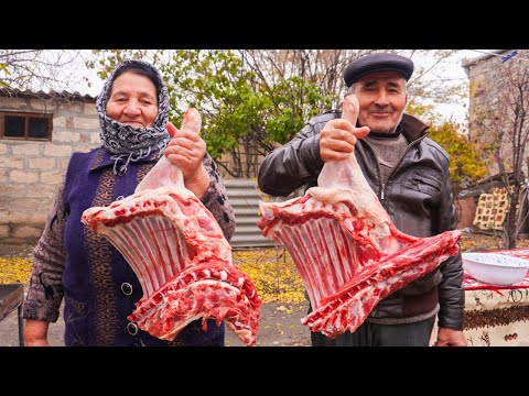 The Most Delicious LAMB RIBS KEBAB Recipe On The Sadj! Relaxing Rural Life in Azerbaijan Village!