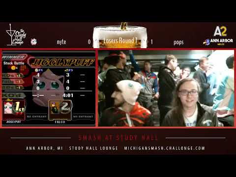 Smash At Study Hall - Pops (Falco) vs. nyte (Jigglypuff) Smash Melee Winners Seminfinals