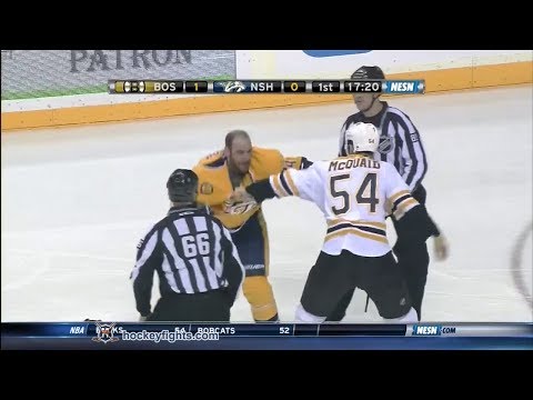 Adam McQuaid vs Eric Nystrom Dec 23, 2013