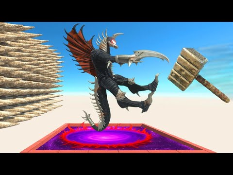 Thrown with Hammer into Large Spikes or Evolution Portal - Animal Revolt Battle Simulator