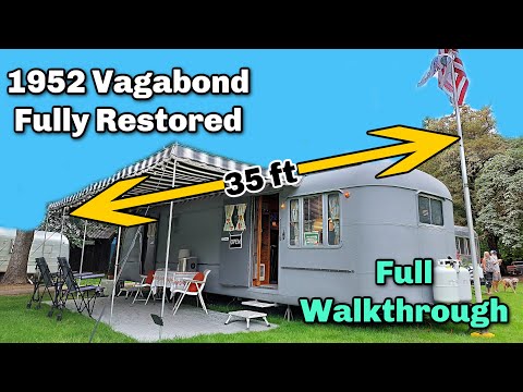 Tour A 1952 [Vagabond] 35 Ft Vintage Travel Trailer Walkthrough Camper RV Caravan
