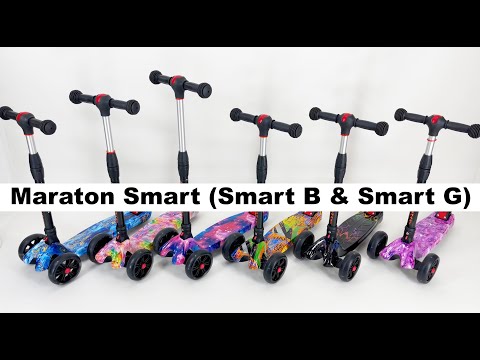 Самокат Maraton Smart трехколесный розовая абстракция/карамель со светящимися колесами - фото 1 - id-p1165717499