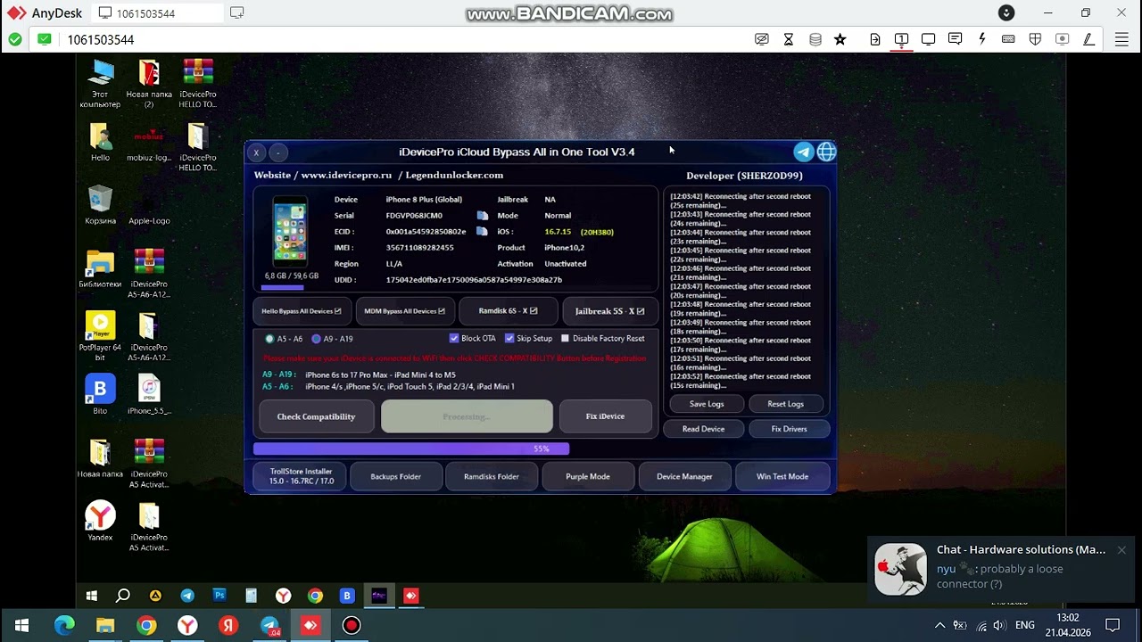 iPhone 8 Plus iCloud Bypass One Click iDevicePro icloud bypass tool