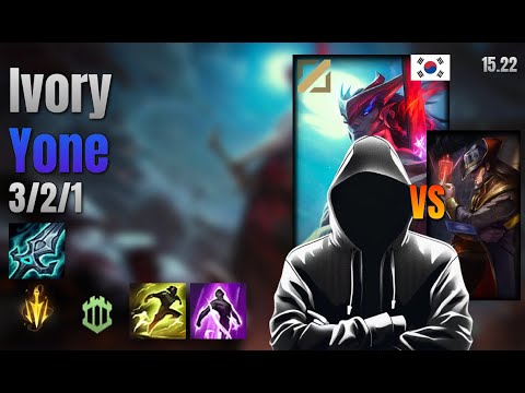 Ivory Mid Yone vs Twisted Fate lol KR solo rank Full Game 15.22 | Ivory 요네 vs 트위스티드 페이트