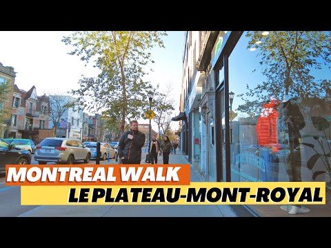 4K Montreal Walk in Le Plateau-Mont-Royal: Rachel, Saint-Denis Street