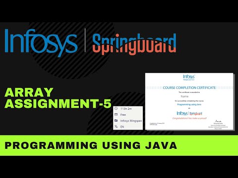 Array Assignment 5 Programming Using Java Infosys Springboard