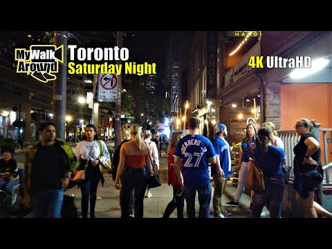 Saturday Night Toronto! October 2 2021 4k video walk along King St seeing patios & people!