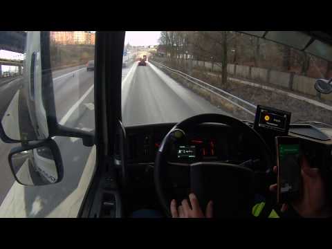 Volvo FM Driving thru Stockholm City from Solna huvudsta to Jordbro. Sweden