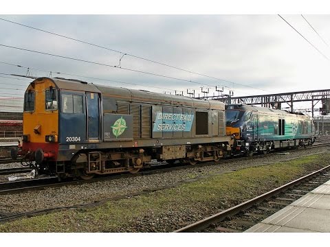 DRS 68016 & Stored 20304 departing Crewe on 0Z18 Crewe CLS to Barrow Hill 8/1/2016