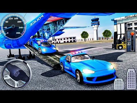 US Police Car Transporter Truck - Plane Transport Driving Simulator - Android GamePlay