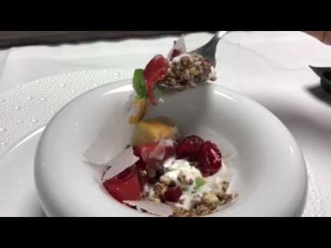 Kerth gumbs peaches smoke almonds, Rosemary ice cream