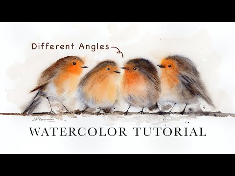 How To Paint Robin Birds In Different Angles Watercolor Tutorial | Gossip Robins