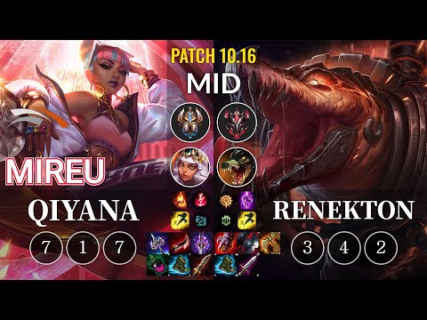 HLE Mireu Qiyana vs Renekton Mid - KR Patch 10.16