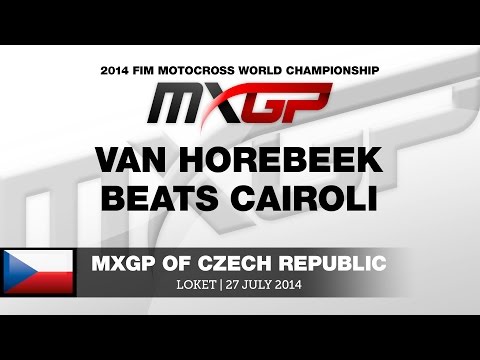 Jeremy Van Horebeek passes Antonio Cairoli MXGP of Czech Republic 2014 - motocross