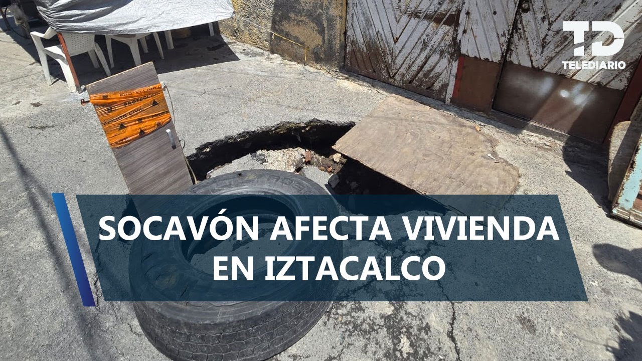 Socavón frente a una vivienda pone en riesgo a una familia en Iztacalco