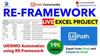 RE-Framework Live Excel Project UiPath | UiPath Robotic Enterprise Framework | UiPath RPA
