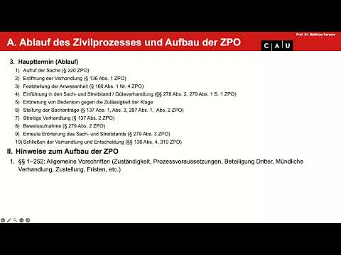 Zivilprozessrecht – Folge 01 (Verfahrensgrundsätze; Sachliche Zuständigkeit)